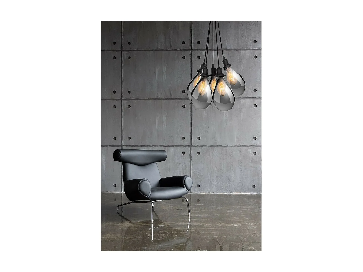 Lampe Suspension Déco 5 Têtes "Sancho" 45cm Gris