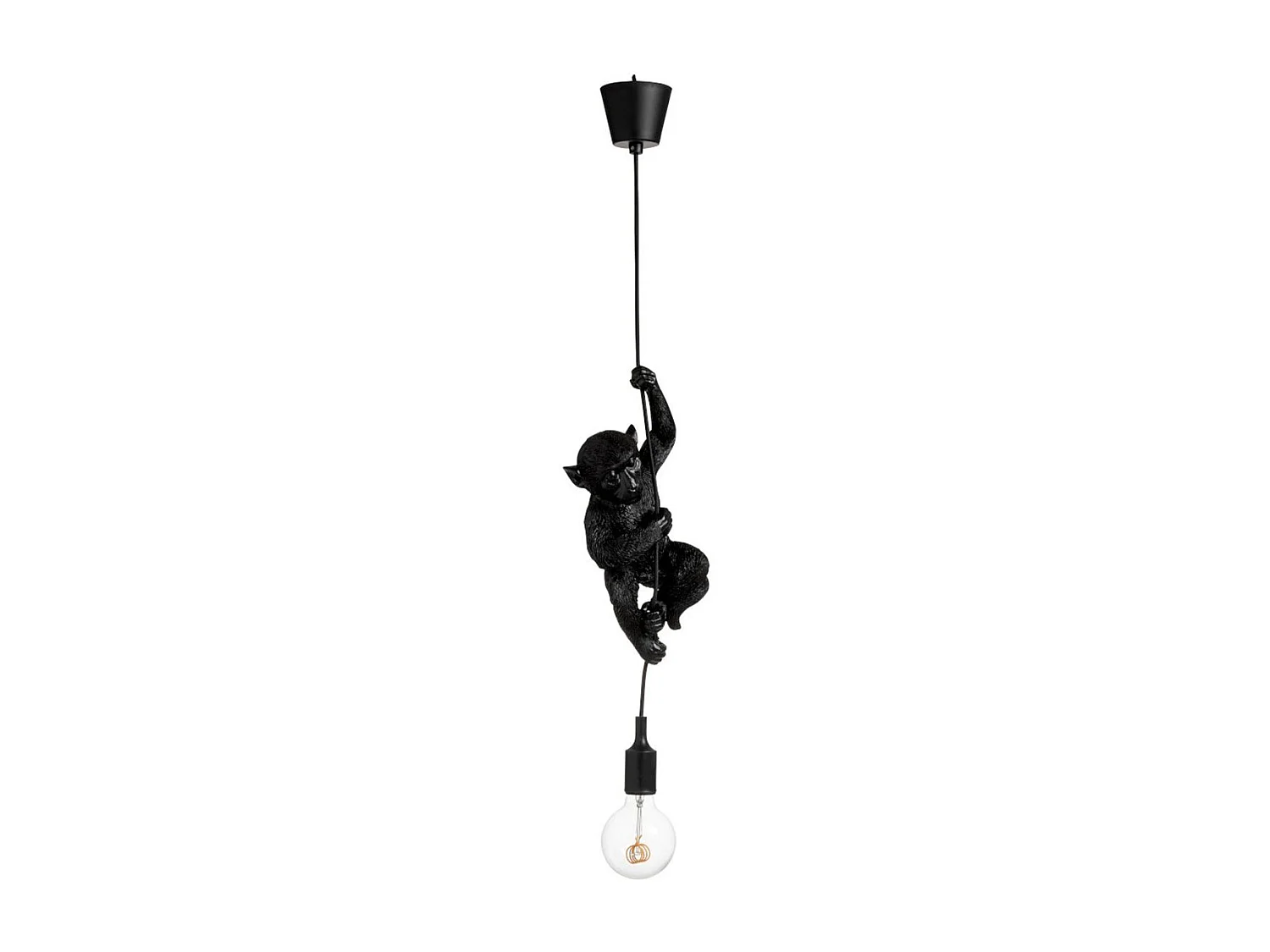 Lampada a sospensione per scimmie in resina nera 16,5x12,5x96 cm