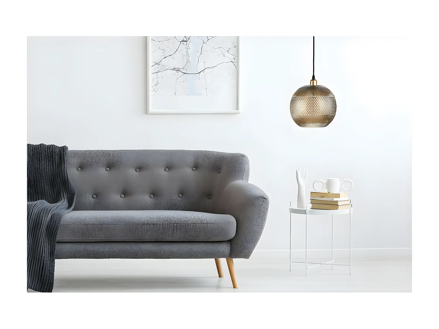 Lampe Suspension en Verre "Neptun" 26cm Or