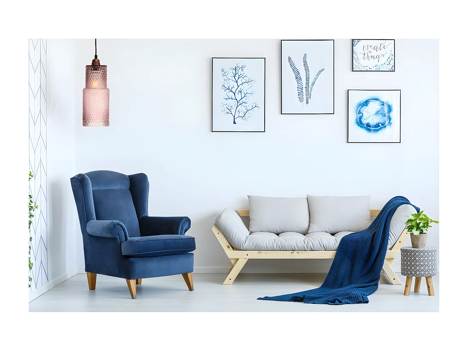 Lampe Suspension en Verre "Rosi" 35cm Violet