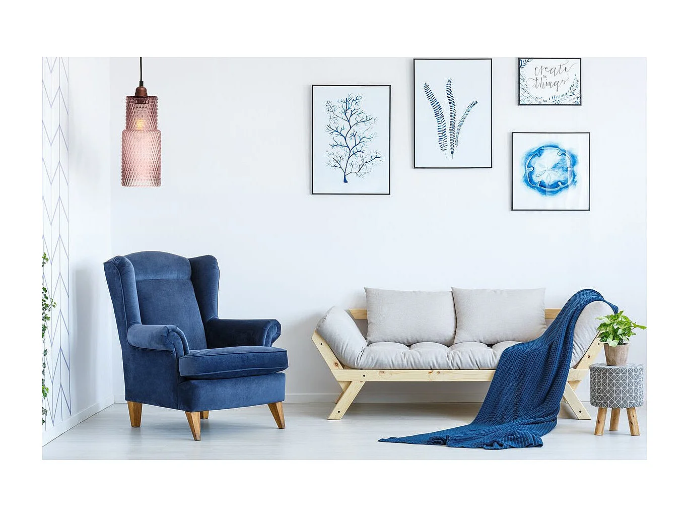 Lampe Suspension en Verre "Rosi" 35cm Violet