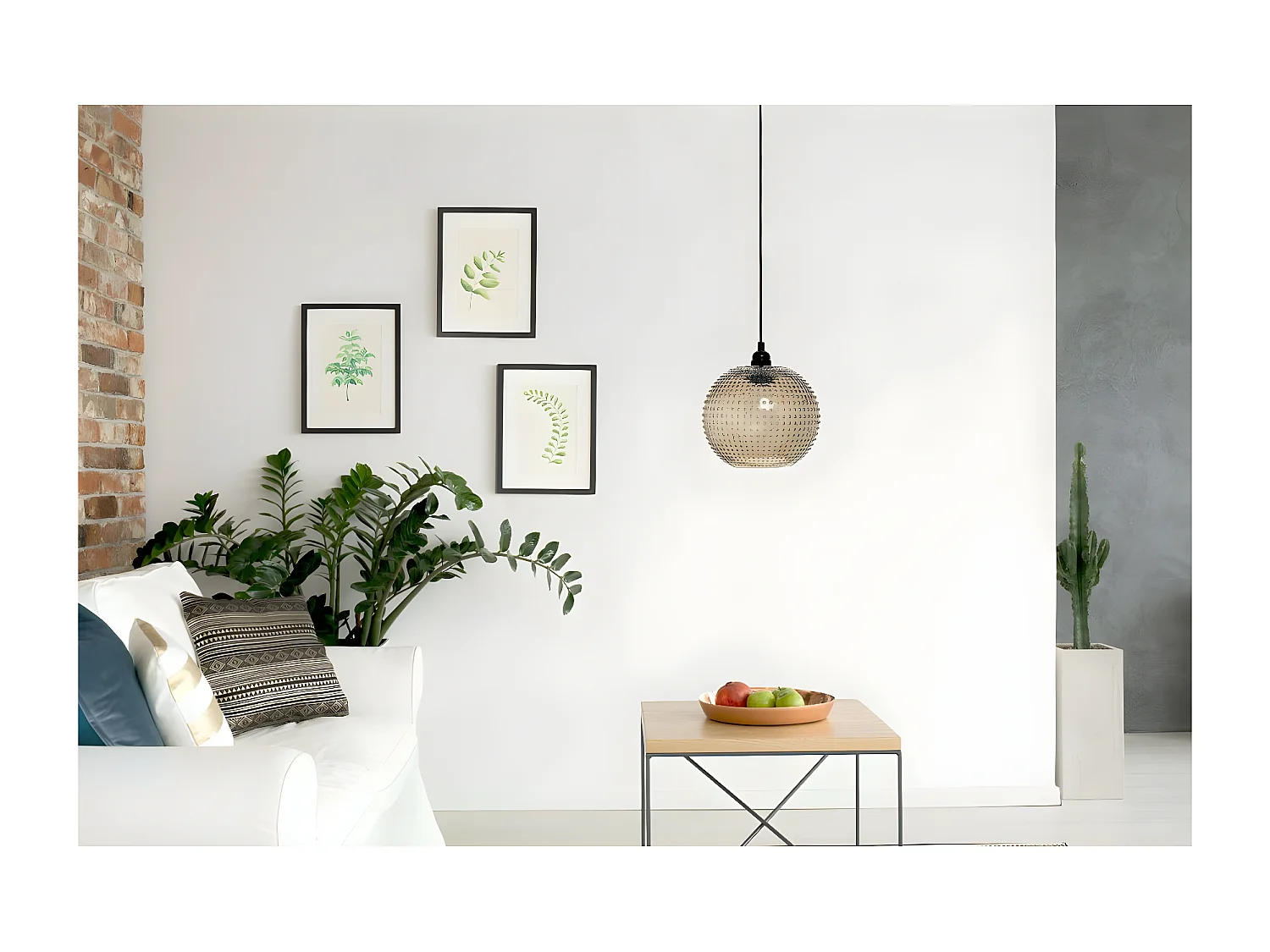 Lampe Suspension en Verre "Saturne" 23cm Marron