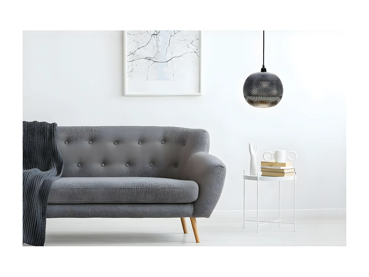 Lampe Suspension en Verre "Neptun" 26cm Argent