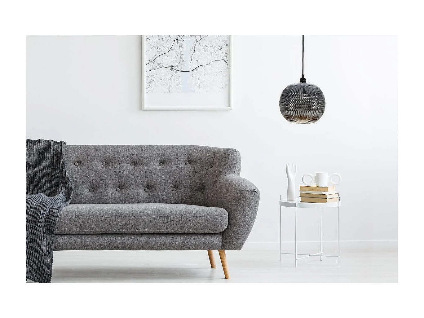 Lampe Suspension en Verre "Neptun" 26cm Argent