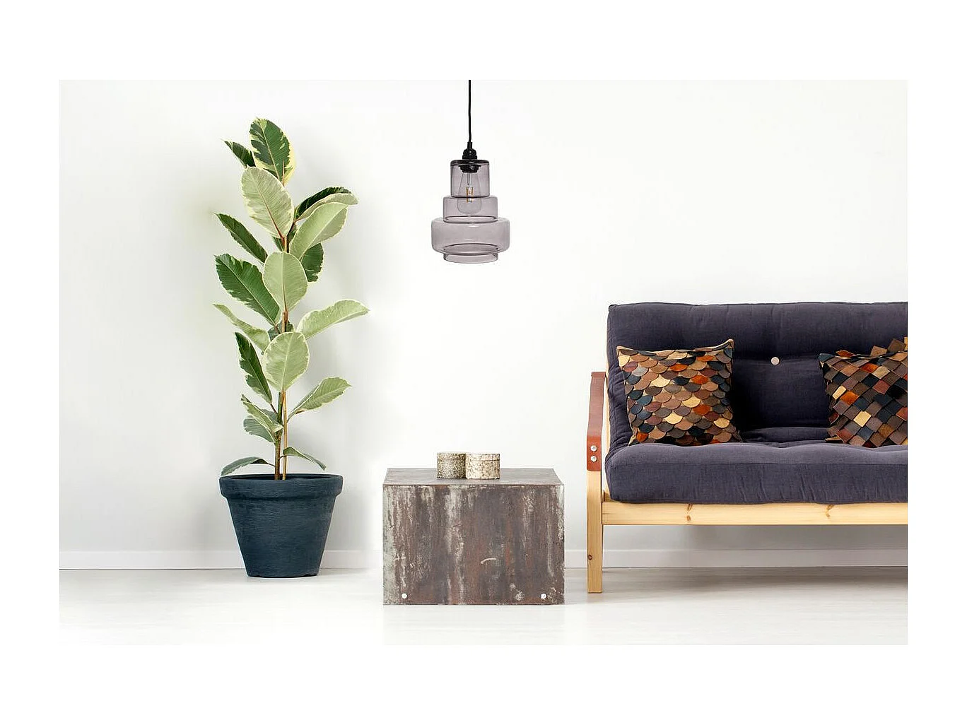 Lampe Suspension Design "Evy" 29cm Gris