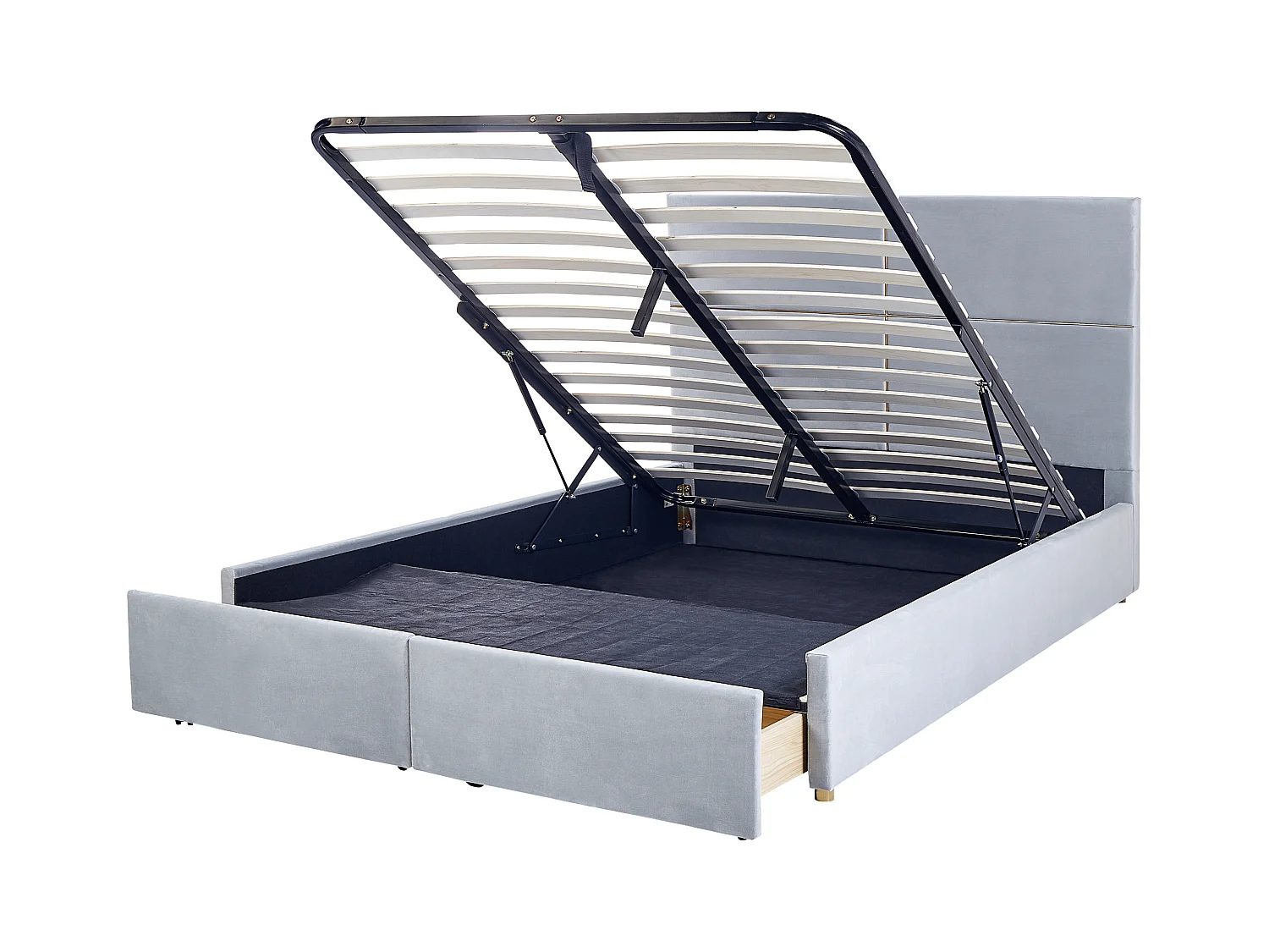 Bed met opbergruimte Fluweel VERNOYES 160 x 200 cm Lichtgrijs