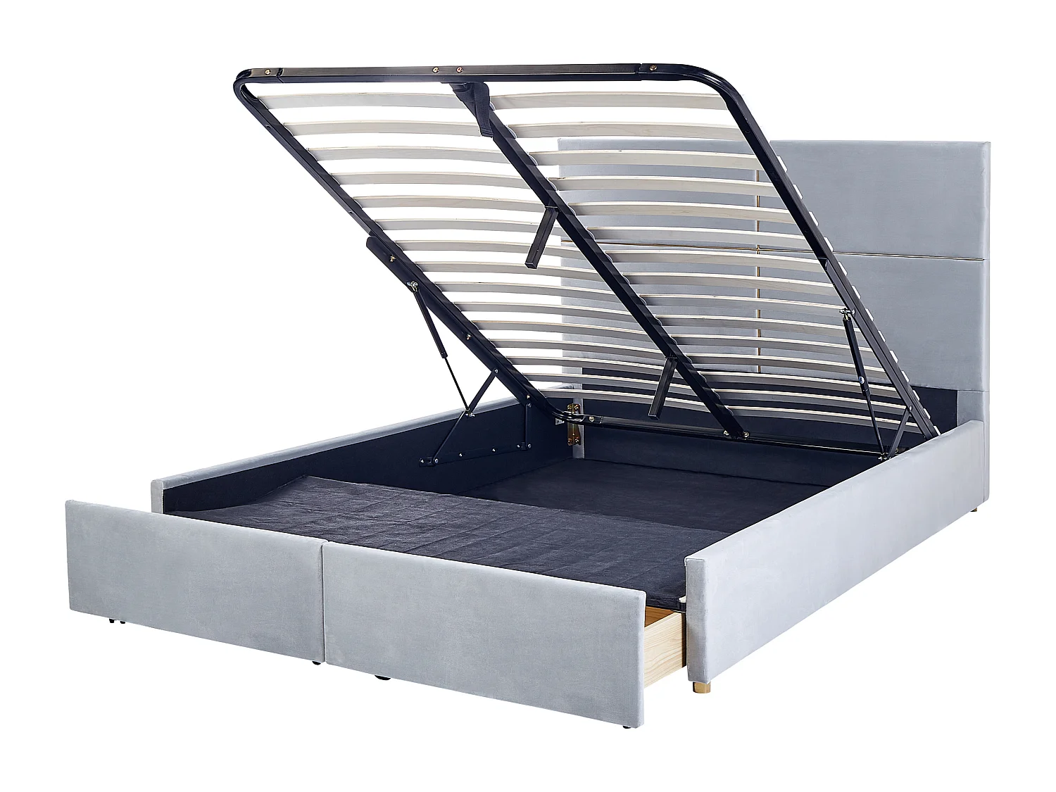 Bed met opbergruimte Fluweel VERNOYES 160 x 200 cm Lichtgrijs