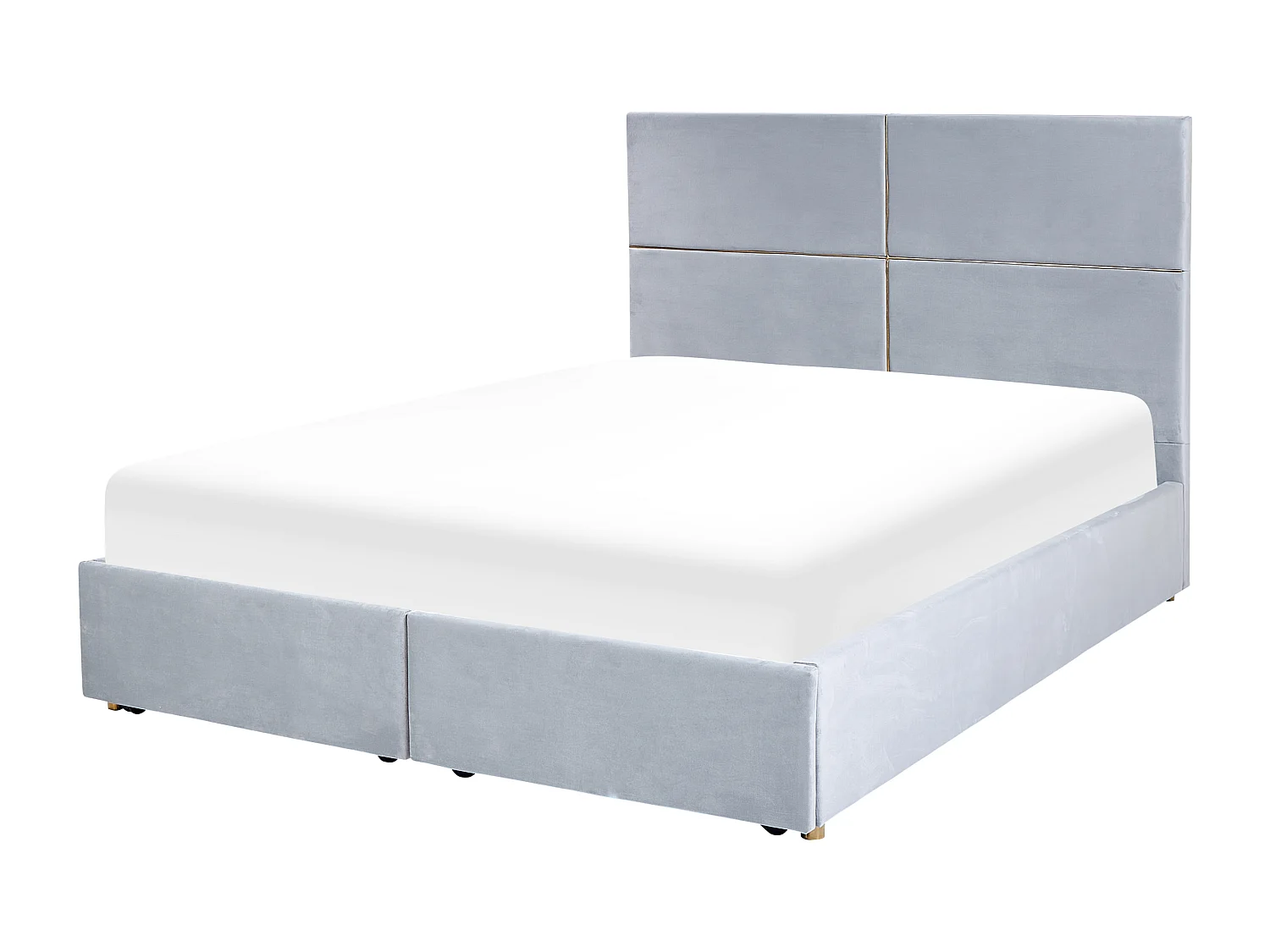 Bed met opbergruimte Fluweel VERNOYES 160 x 200 cm Lichtgrijs