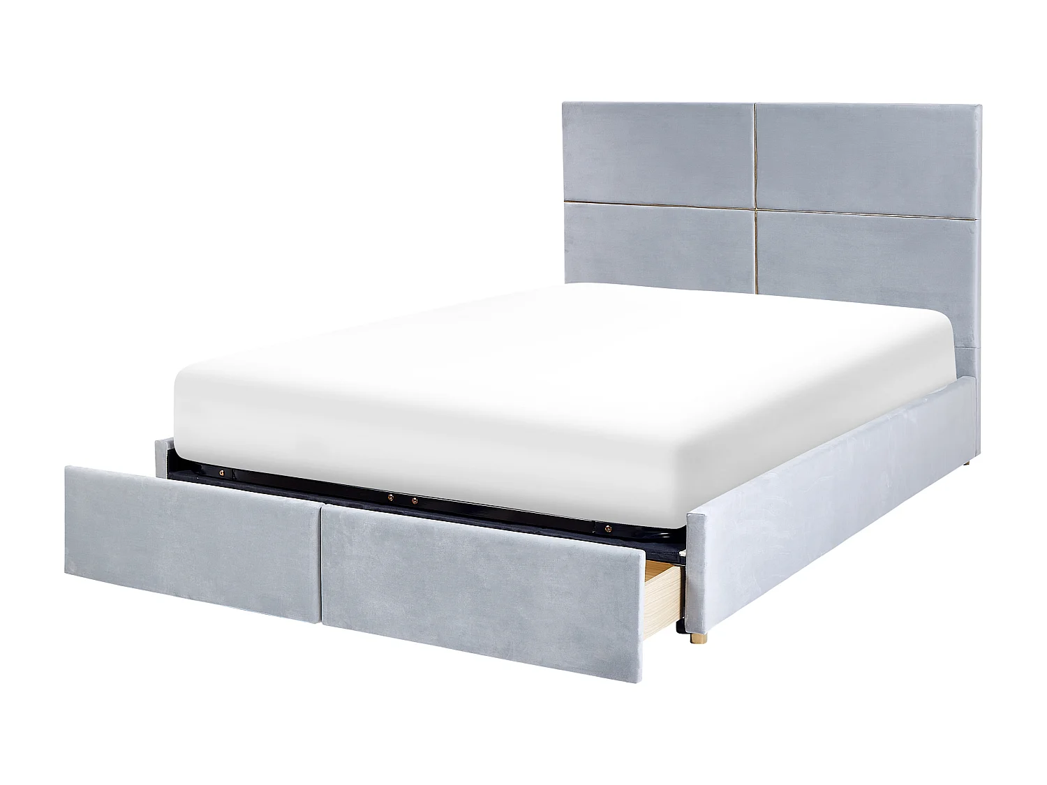 Lit ottoman Velours VERNOYES 160 x 200 cm Gris clair