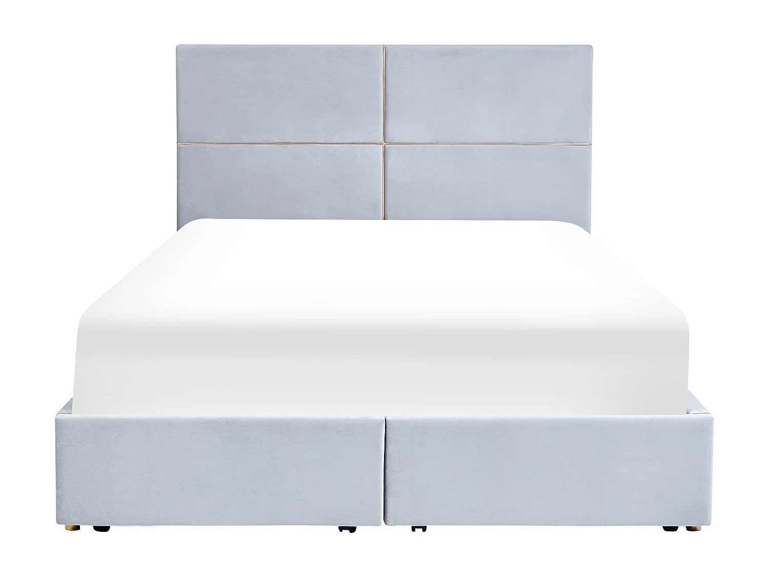 Lit ottoman Velours VERNOYES 160 x 200 cm Gris clair