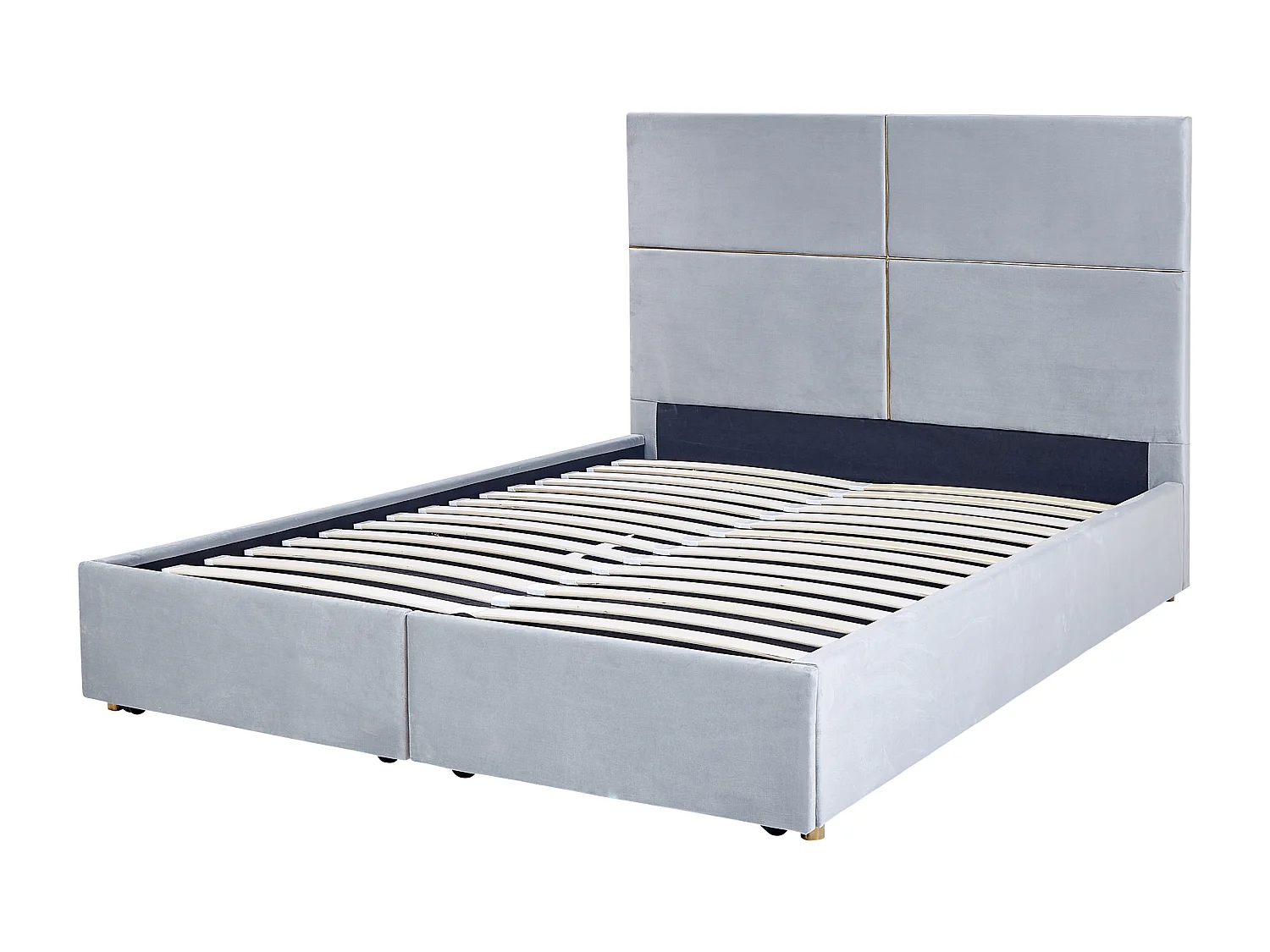 Lit ottoman Velours VERNOYES 160 x 200 cm Gris clair