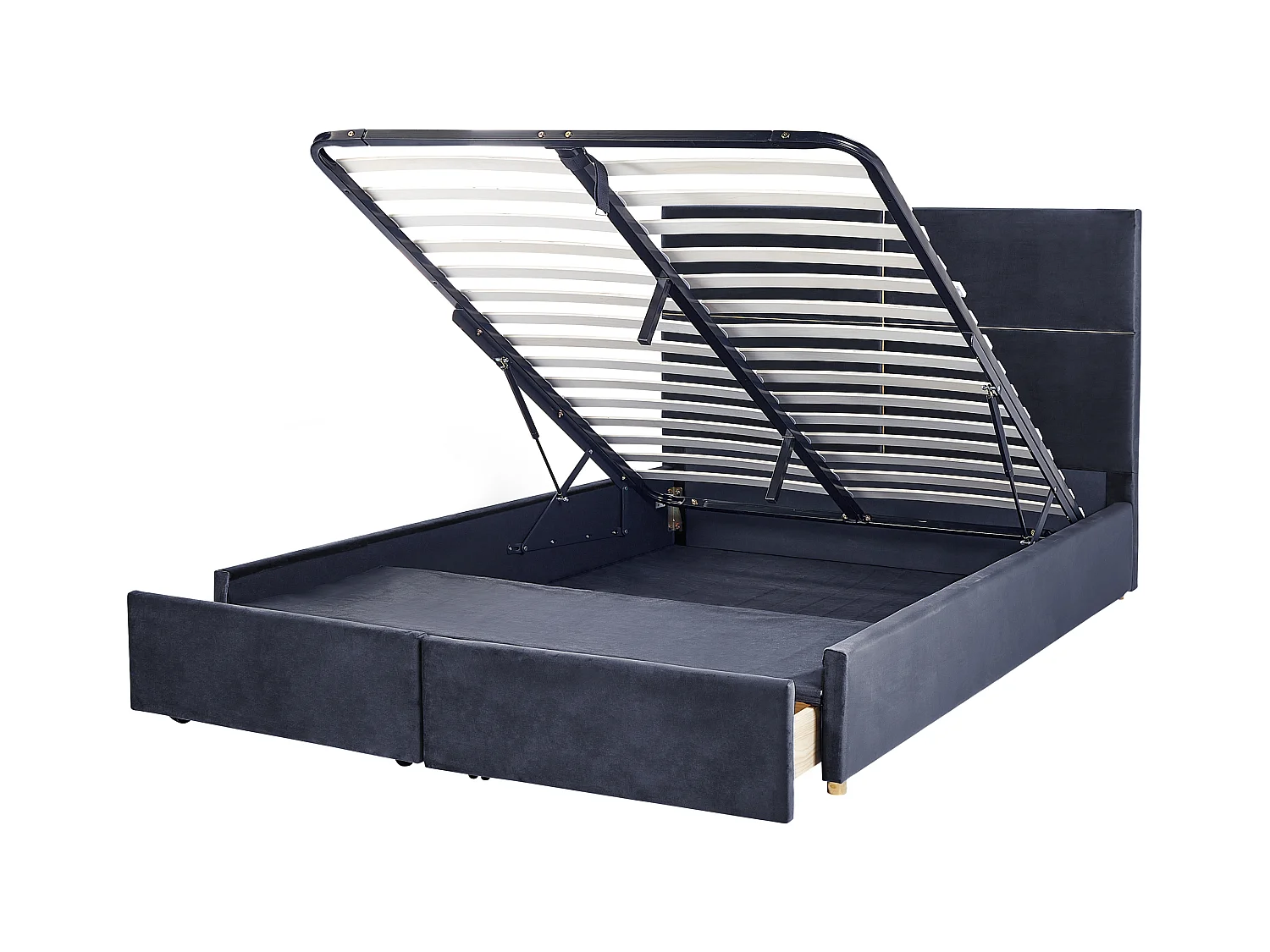 Letto con ottomano Velluto VERNOYES 180 x 200 cm Nero