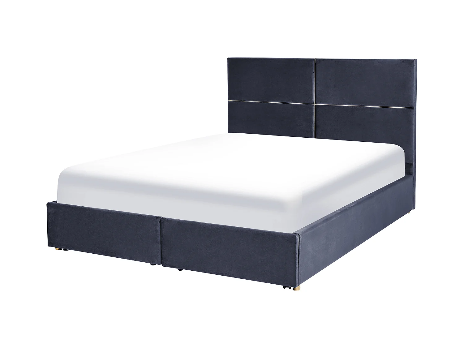 Letto con ottomano Velluto VERNOYES 180 x 200 cm Nero