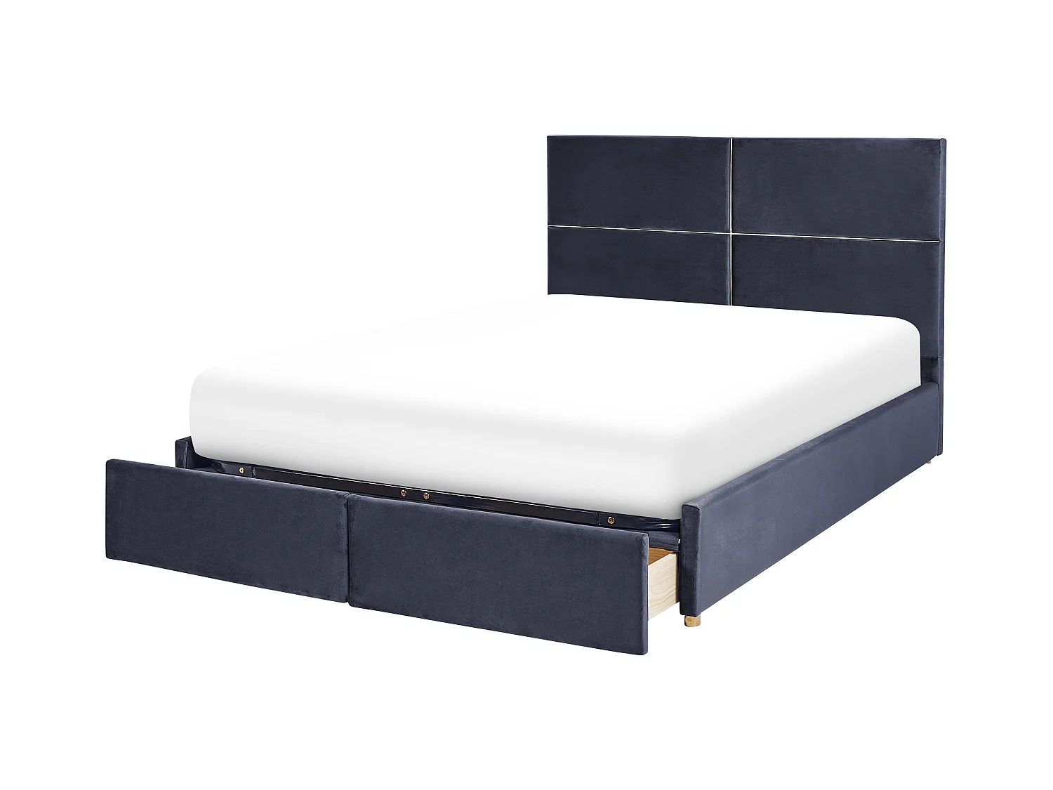 Letto con ottomano Velluto VERNOYES 180 x 200 cm Nero