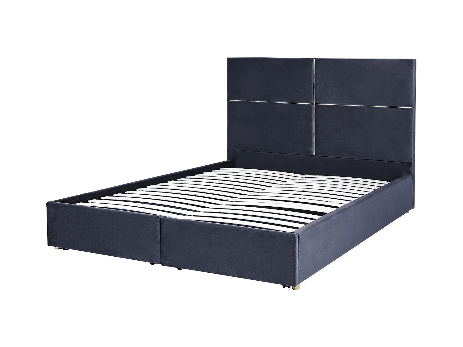 Letto con ottomano Velluto VERNOYES 180 x 200 cm Nero