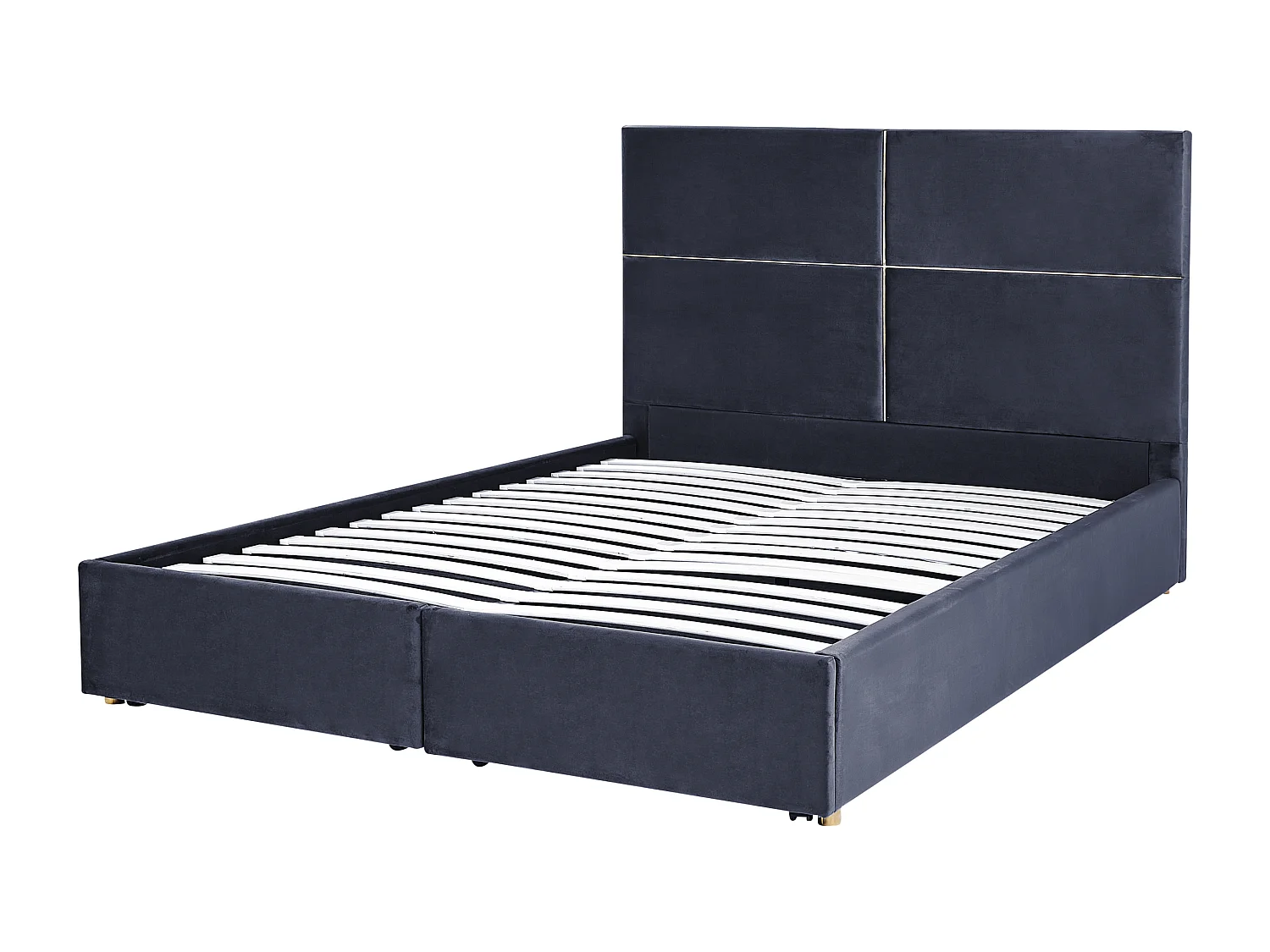 Cama baú Veludo VERNOYES 180 x 200 cm Preto