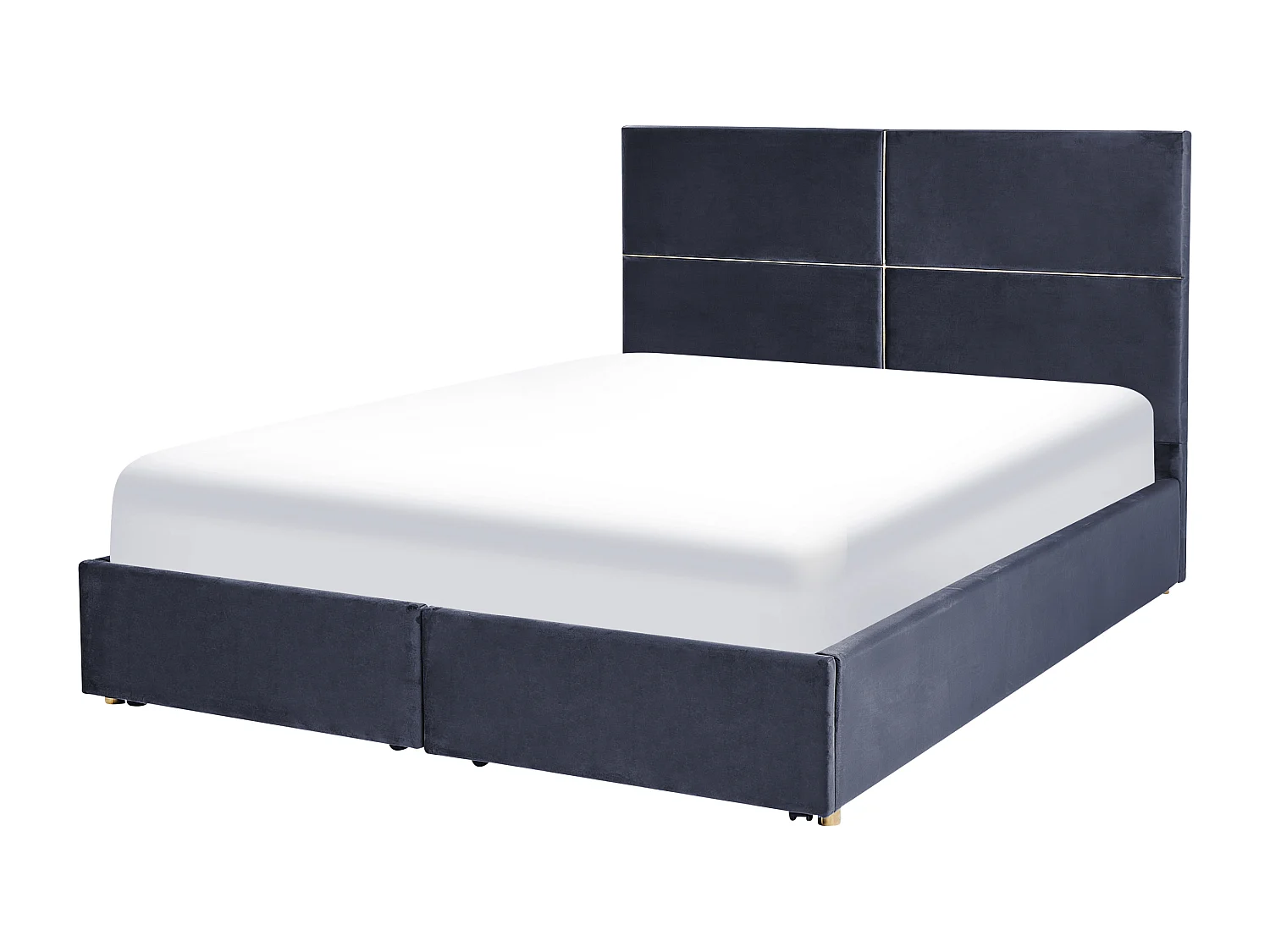 Letto con ottomano Velluto VERNOYES 180 x 200 cm Nero