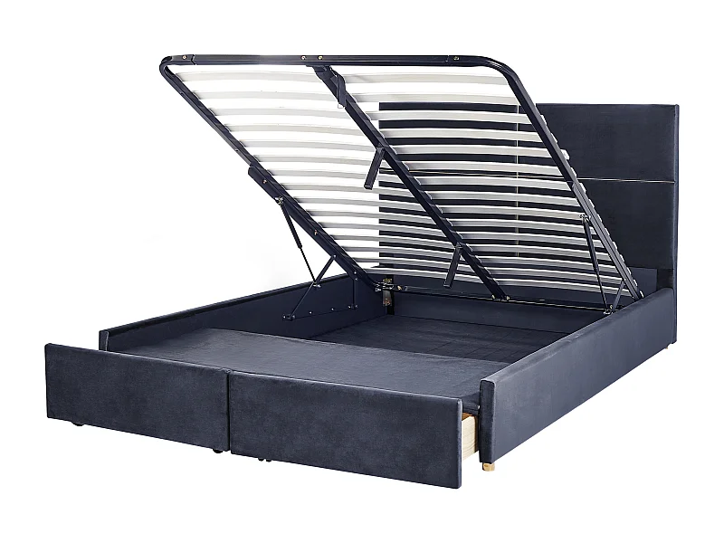 Bed met opbergruimte Fluweel VERNOYES 180 x 200 cm Zwart