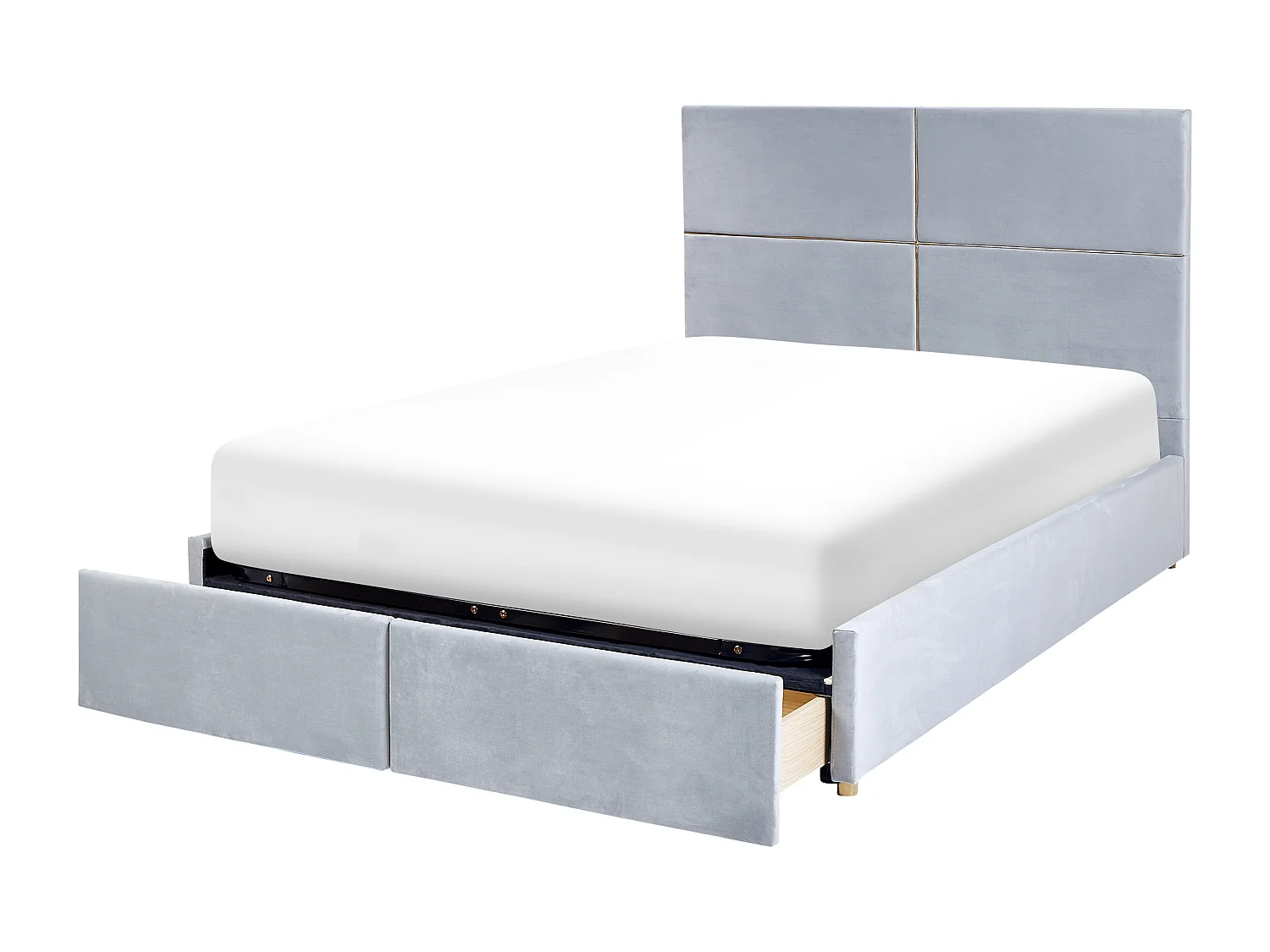 Lit avec coffre en velours gris clair 140 x 200 cm VERNOYES
