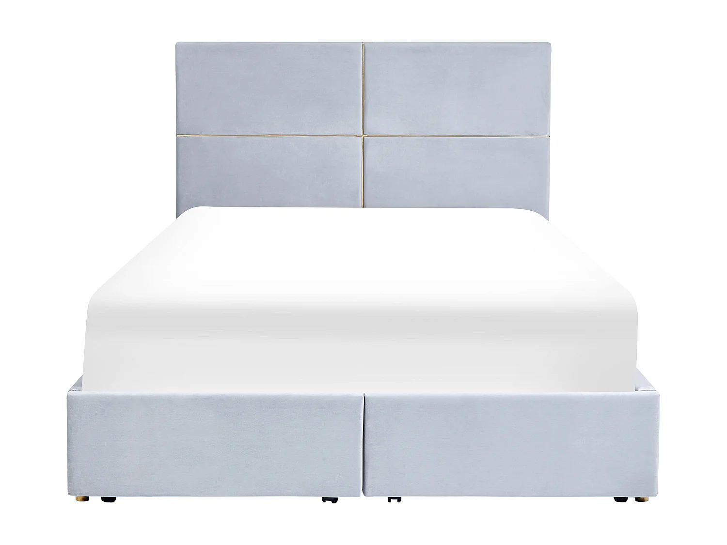 Lit avec coffre en velours gris clair 140 x 200 cm VERNOYES