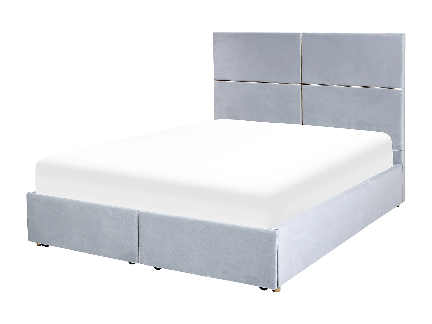Lit avec coffre en velours gris clair 140 x 200 cm VERNOYES
