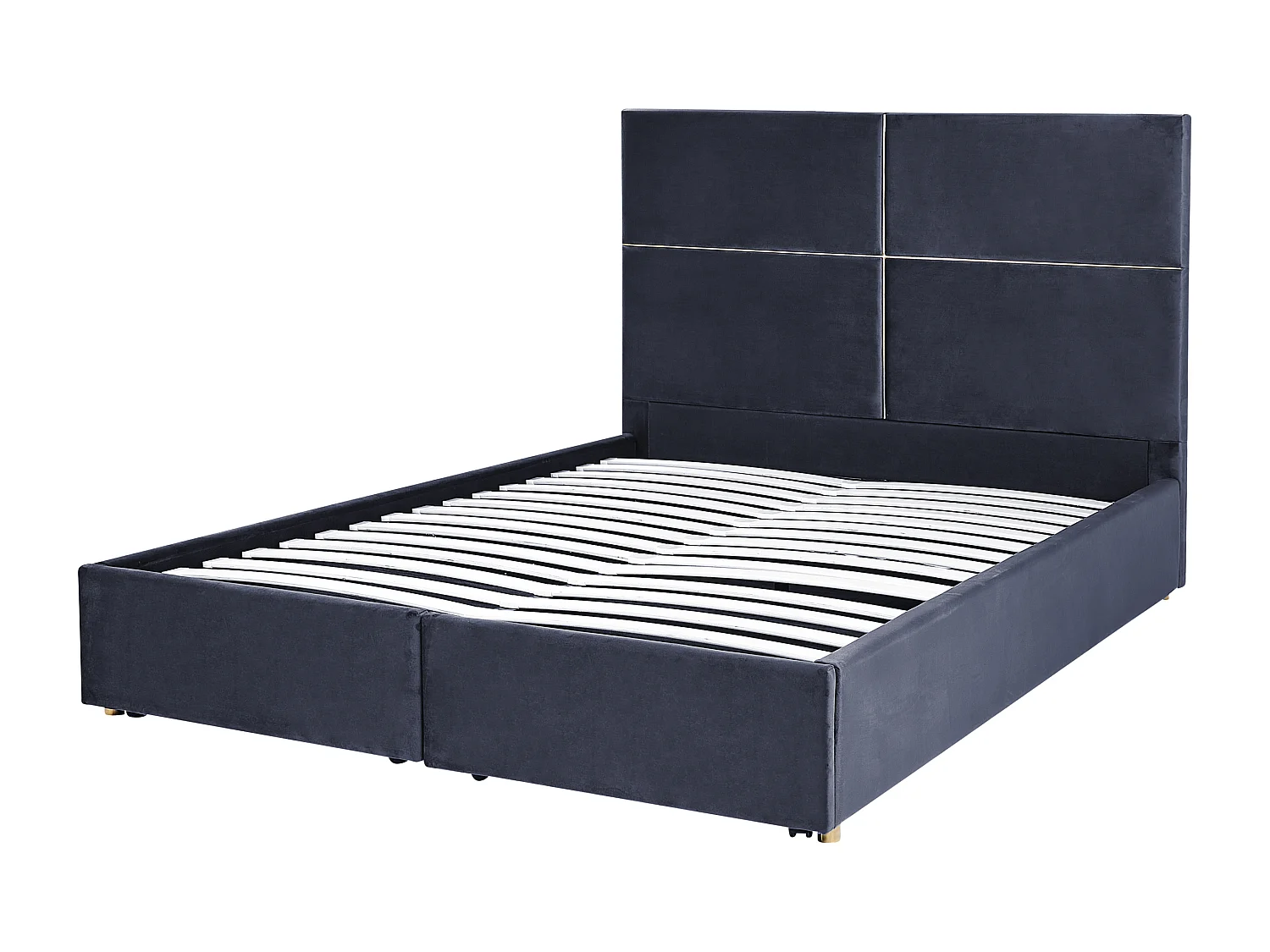 Letto con ottomano Velluto VERNOYES 160 x 200 cm Nero
