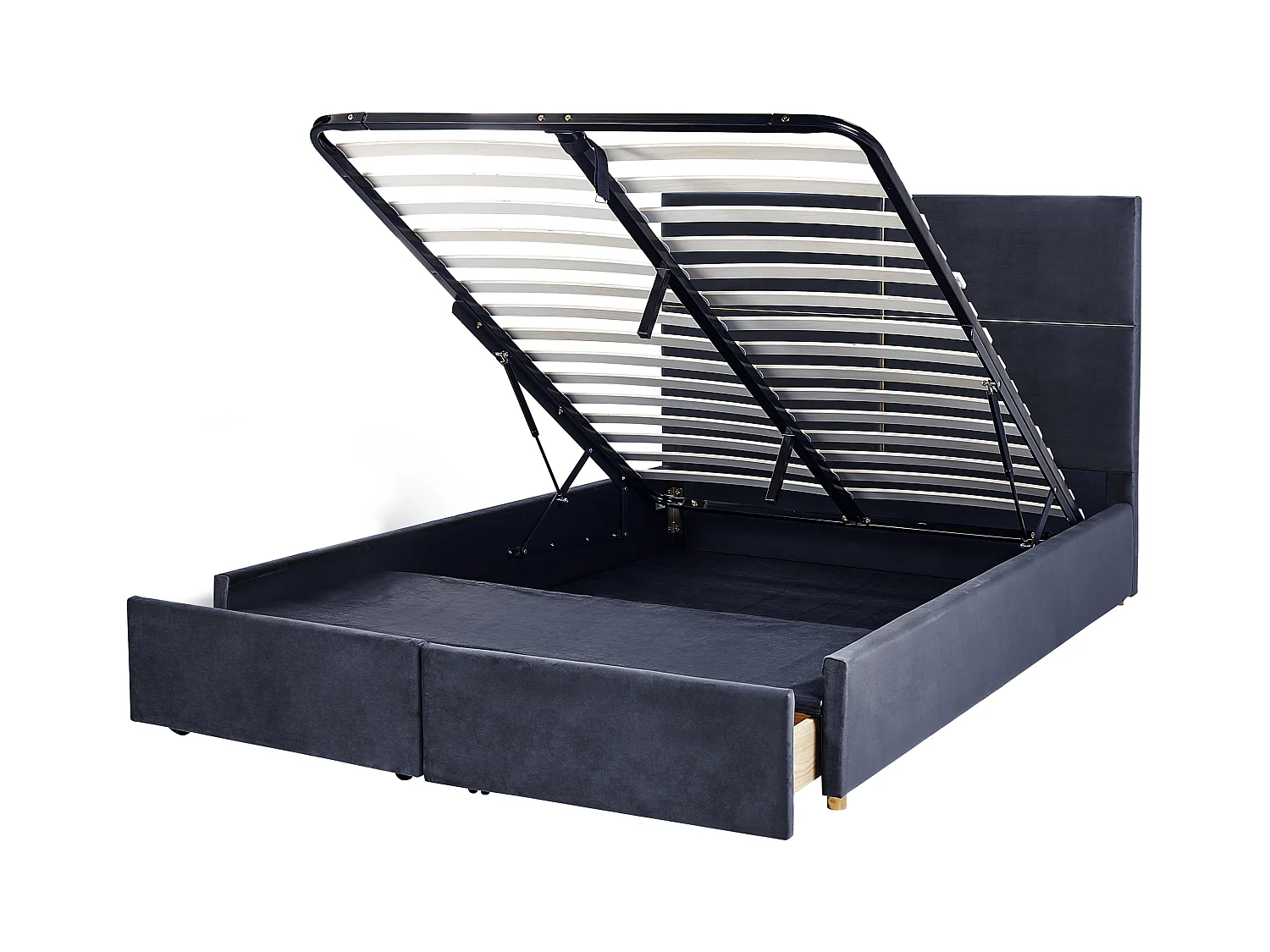 Lit ottoman Velours VERNOYES 160 x 200 cm Noir