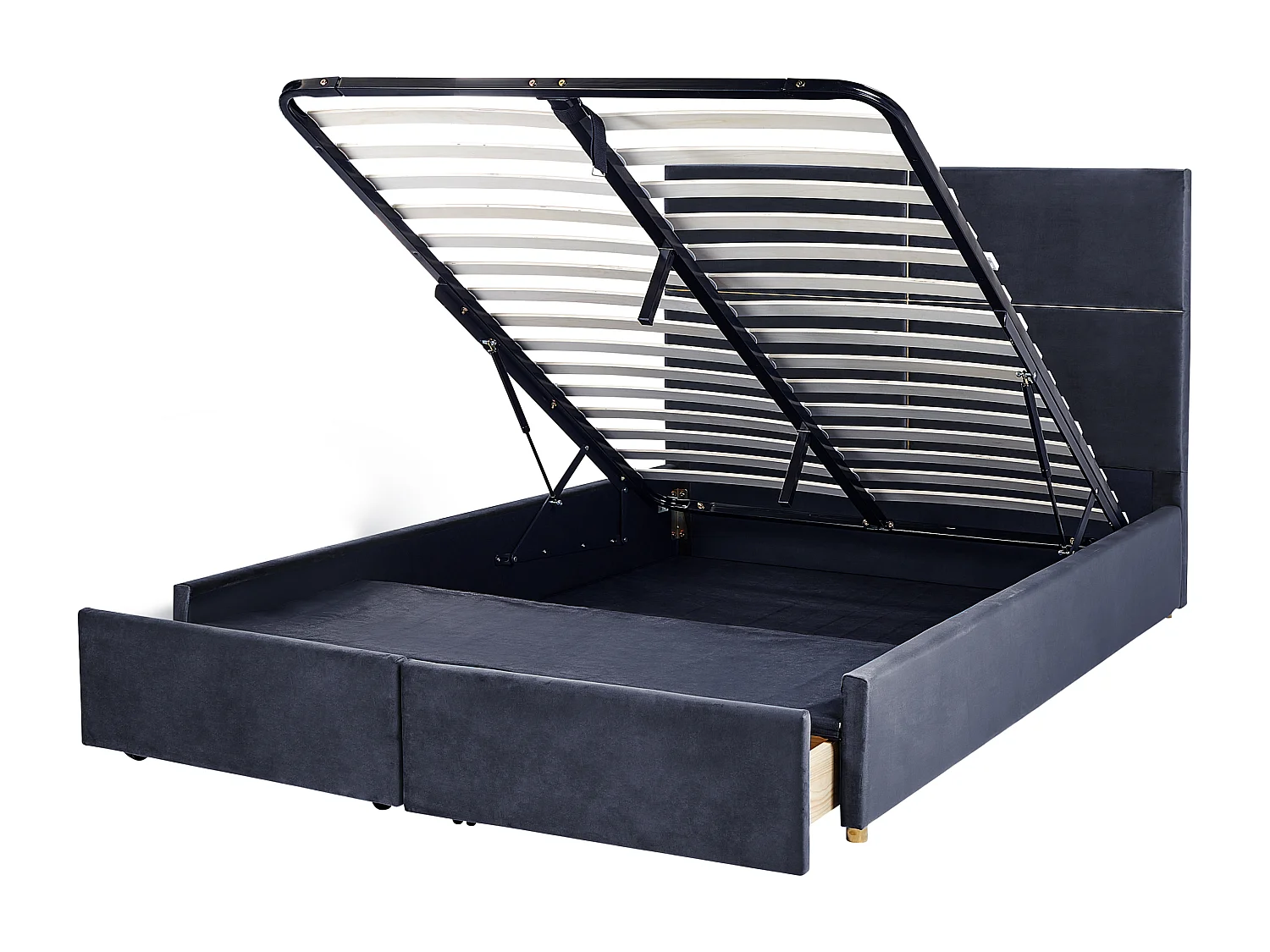 Lit ottoman Velours VERNOYES 160 x 200 cm Noir