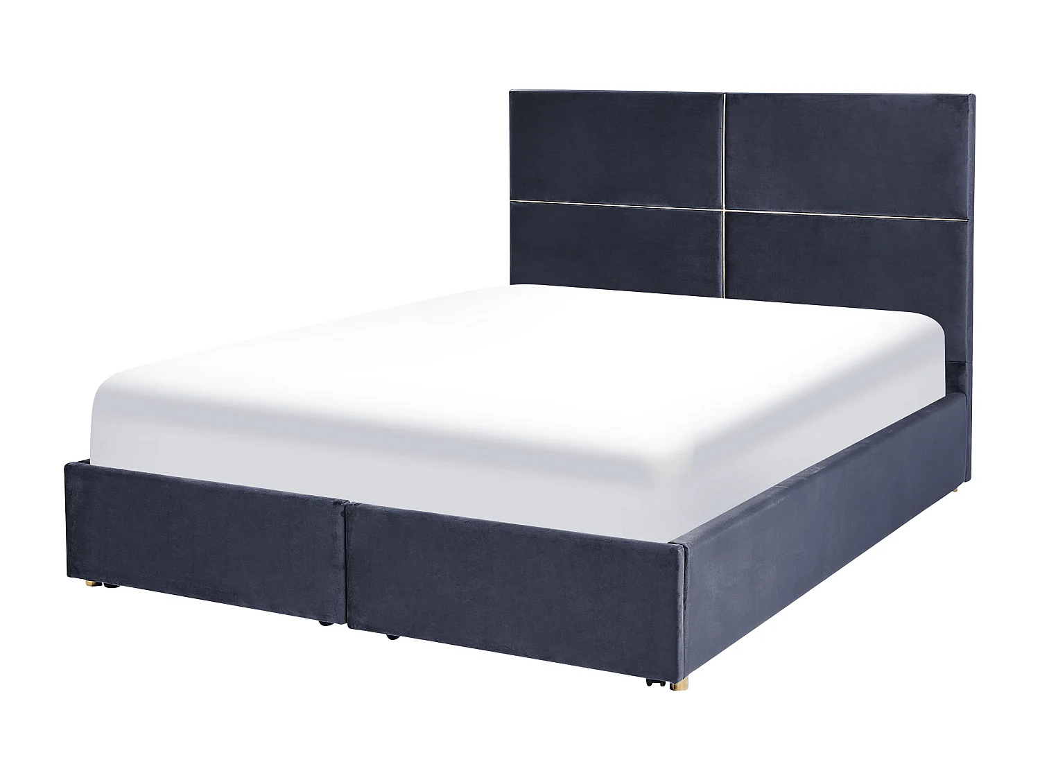 Letto con ottomano Velluto VERNOYES 160 x 200 cm Nero