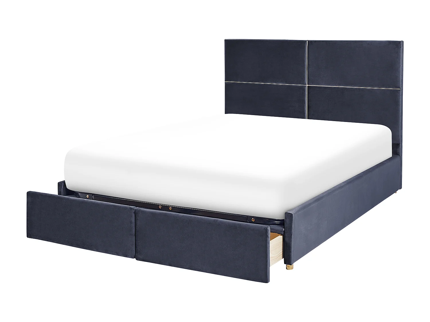 Letto con ottomano Velluto VERNOYES 160 x 200 cm Nero