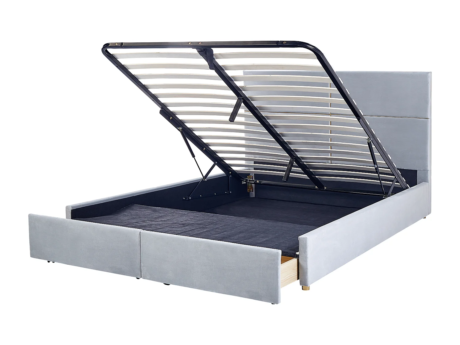 Lit ottoman Velours VERNOYES 180 x 200 cm Gris clair