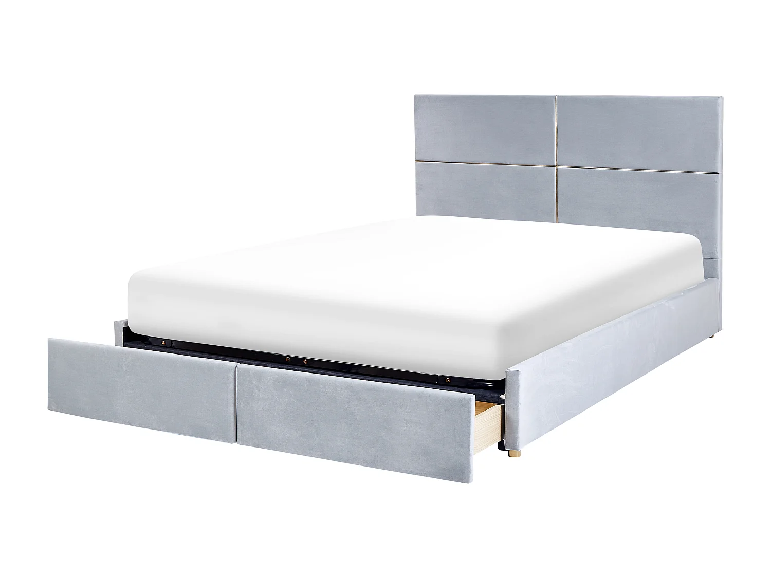 Lit ottoman Velours VERNOYES 180 x 200 cm Gris clair