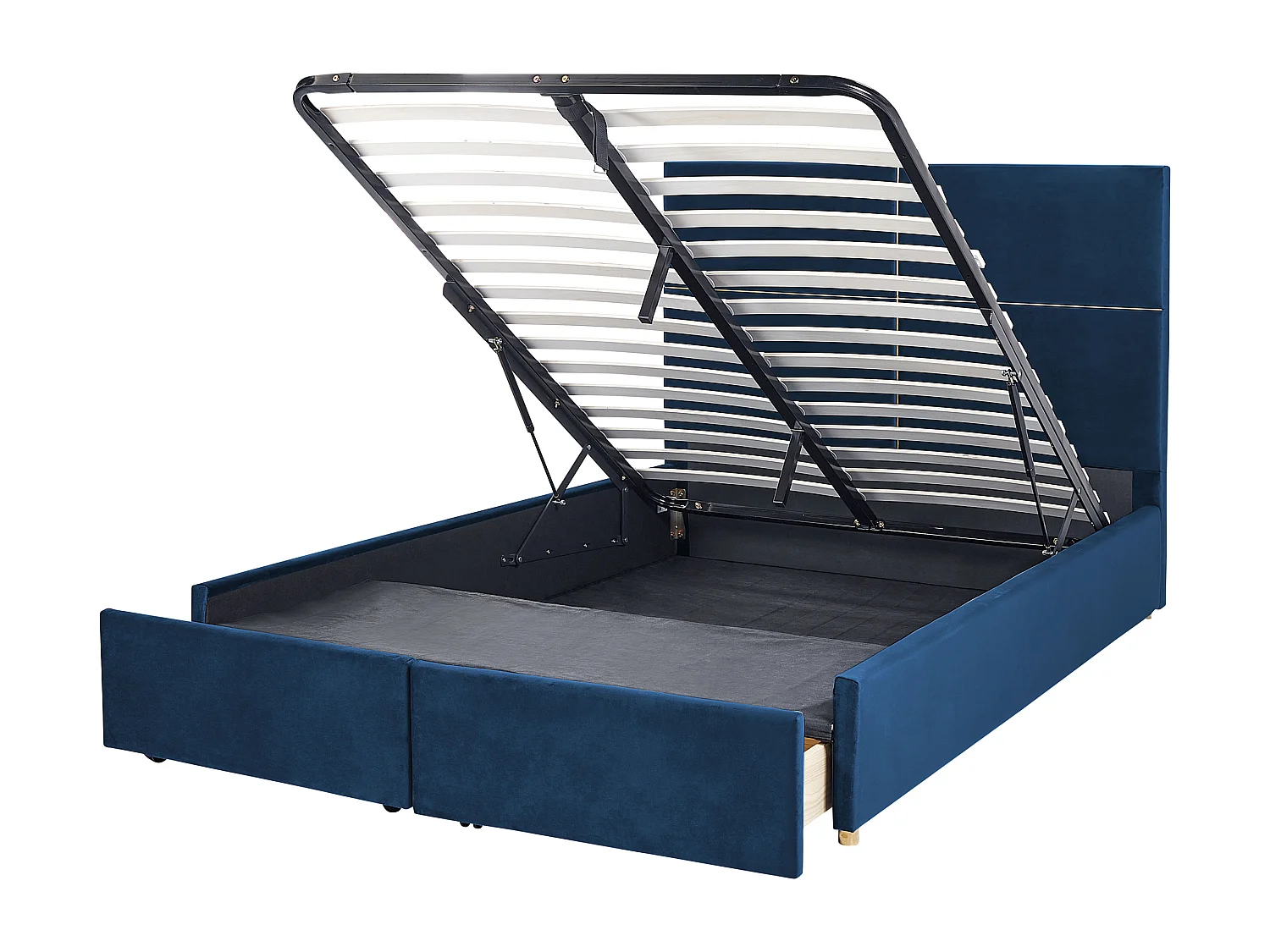 Cama baú Veludo VERNOYES 140 x 200 cm Azul marinho