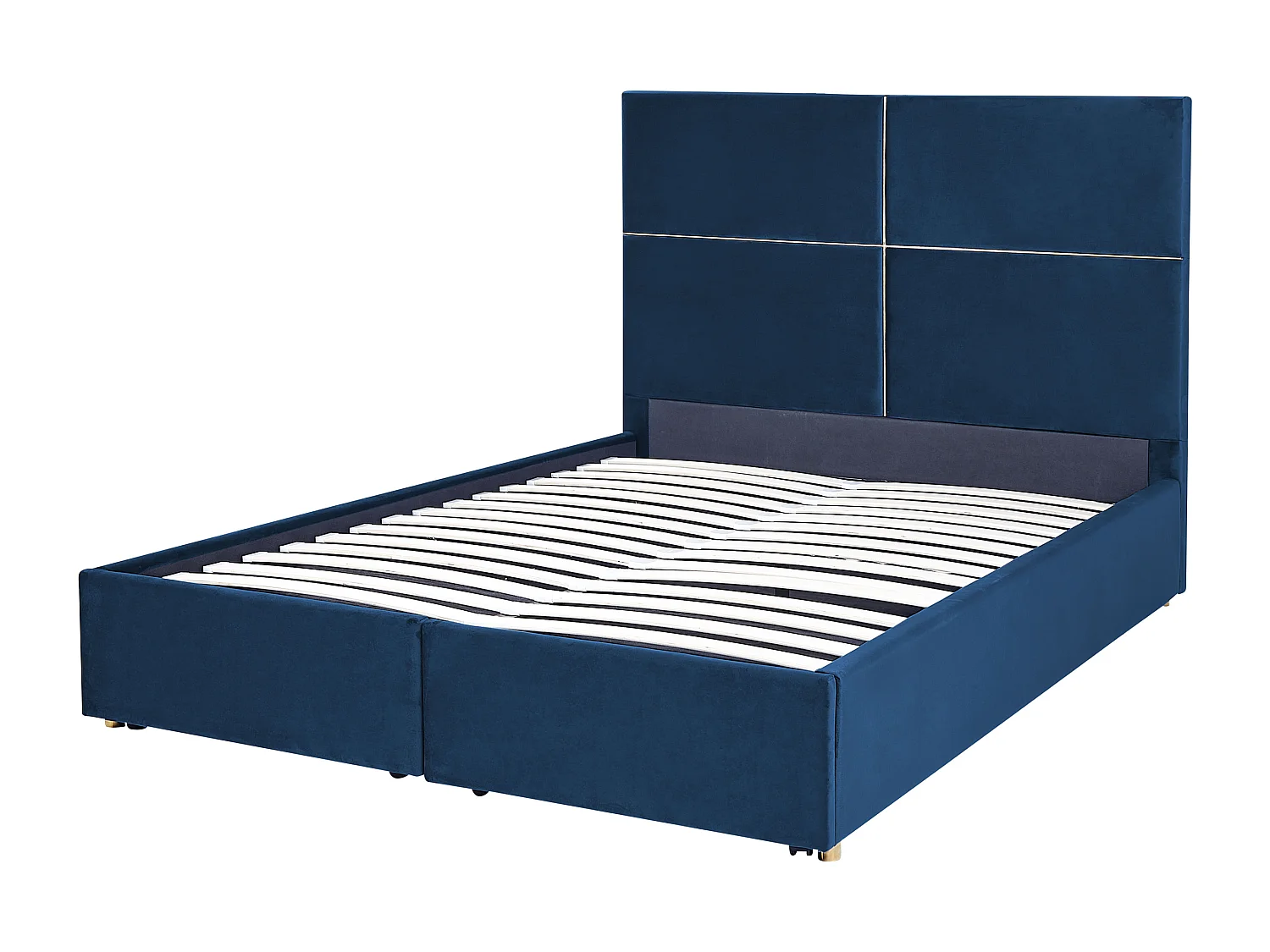Cama baú Veludo VERNOYES 140 x 200 cm Azul marinho
