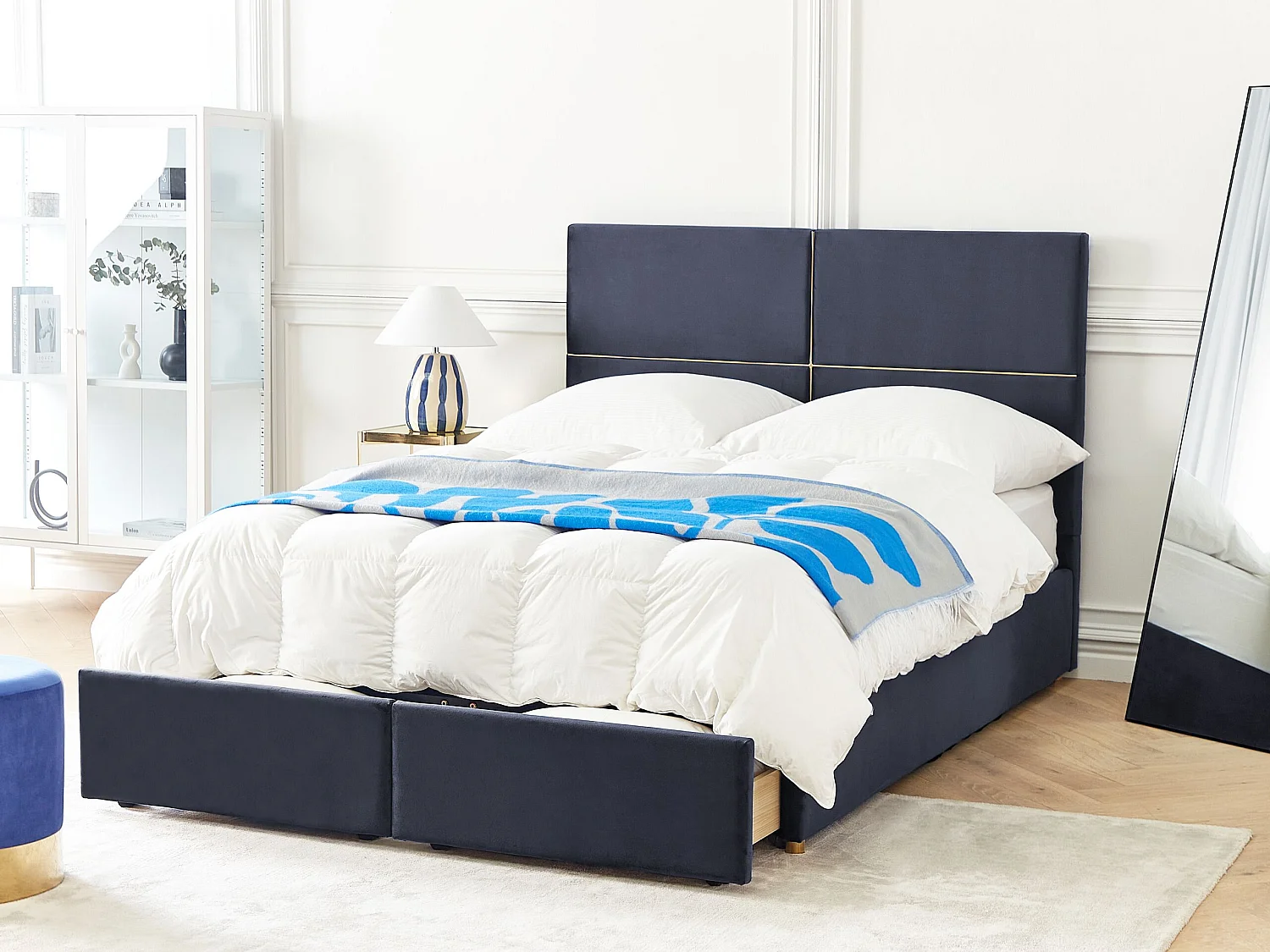 Bed met opbergruimte Fluweel VERNOYES 140 x 200 cm Zwart