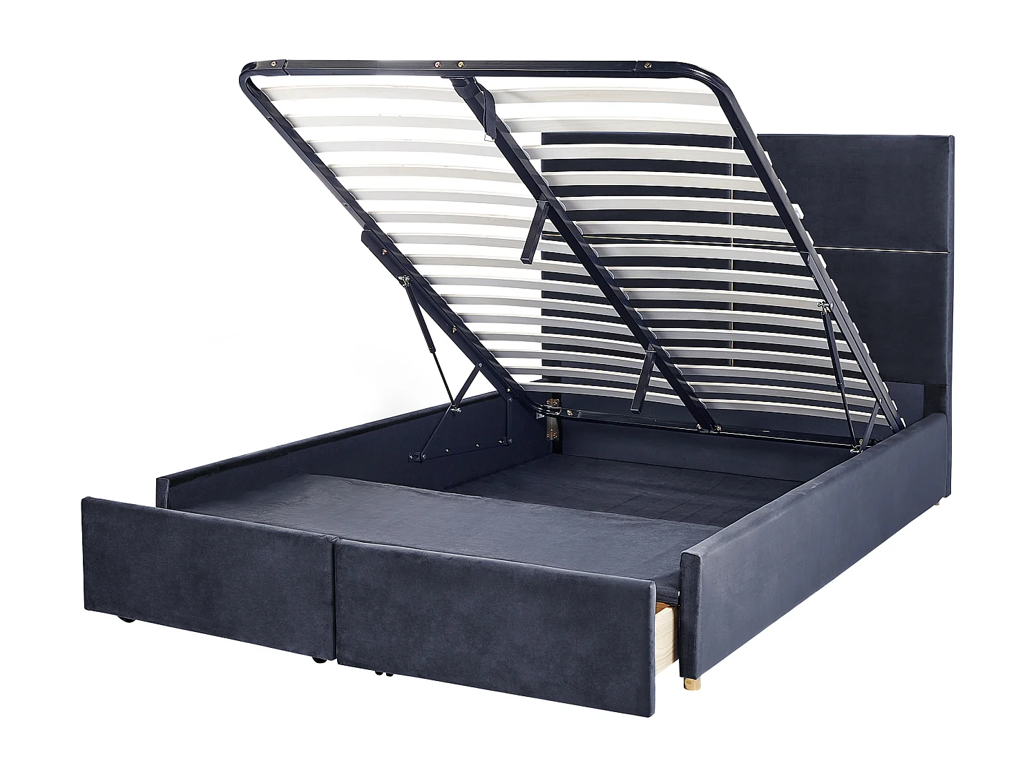 Bed met opbergruimte Fluweel VERNOYES 140 x 200 cm Zwart