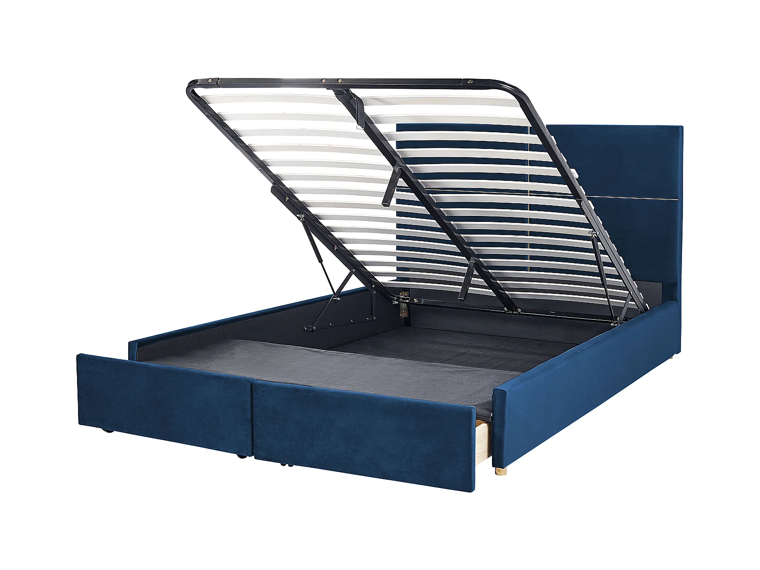 Lit ottoman Velours VERNOYES 180 x 200 cm Bleu marine