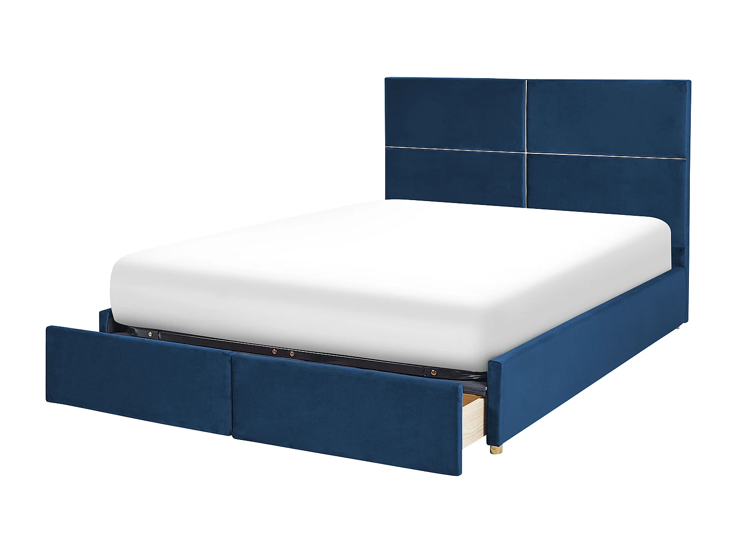 Lit ottoman Velours VERNOYES 180 x 200 cm Bleu marine