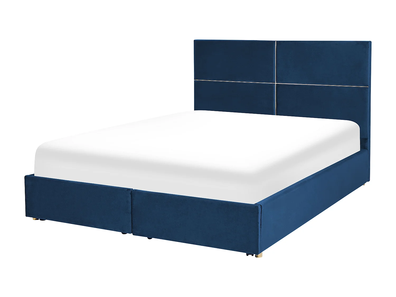 Cama baú Veludo VERNOYES 180 x 200 cm Azul marinho