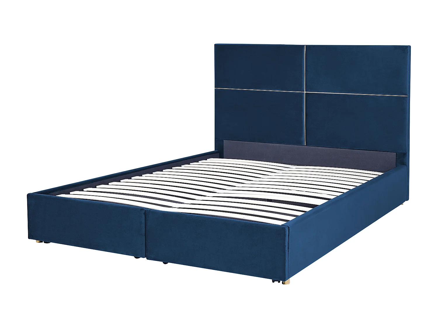 Letto con ottomano Velluto VERNOYES 180 x 200 cm Blu marino