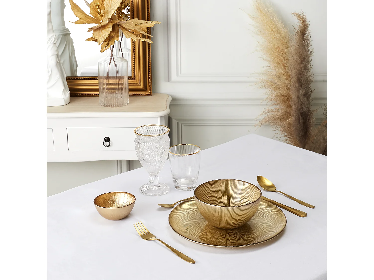 Assiette En Verre Doree D27cm Or