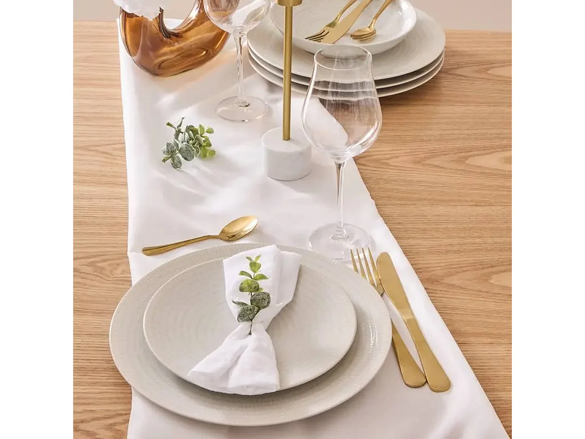 Lot de 6 Assiettes Plates "Rice" 27cm Blanc