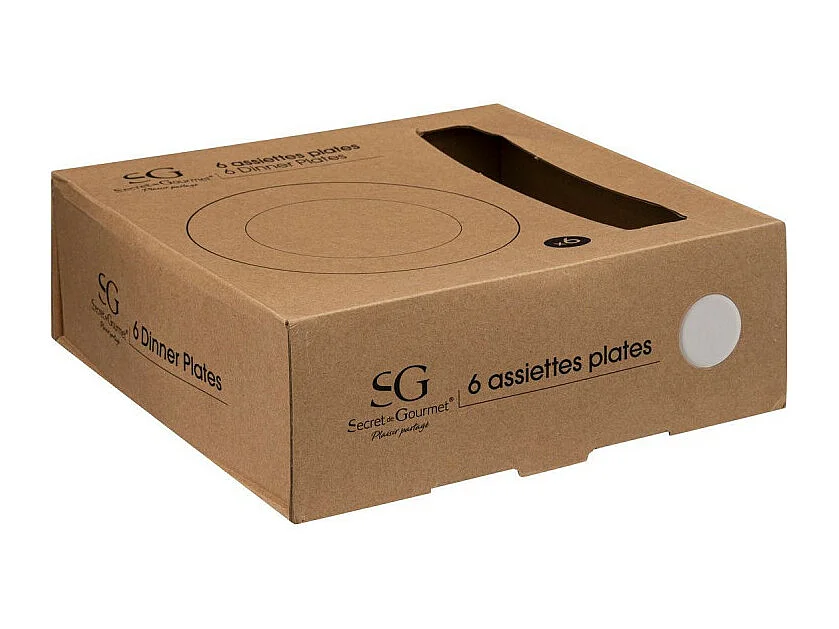 Lot de 6 Assiettes Plates "Sublima" 27cm Blanc