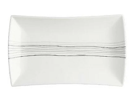 Lot de 6 Assiettes de Présentation Rectangles "Lignes" 31cm Blanc
