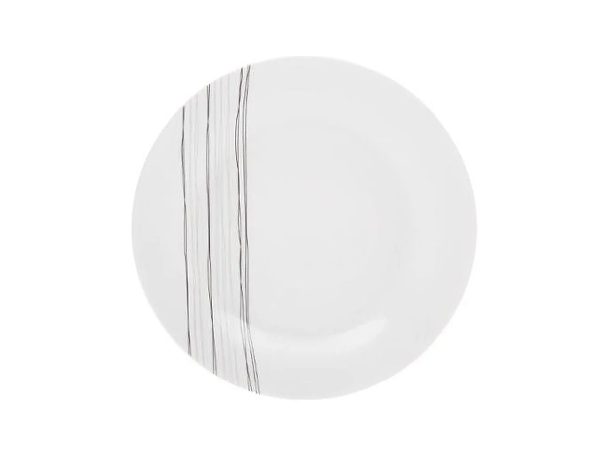 Lot de 6 Assiettes Plates "Lignes" 27cm Blanc