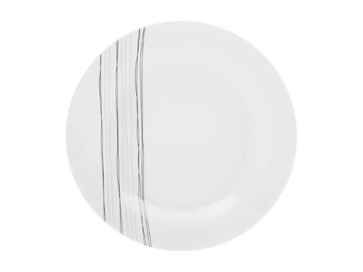 Lot de 6 Assiettes Plates "Lignes" 27cm Blanc