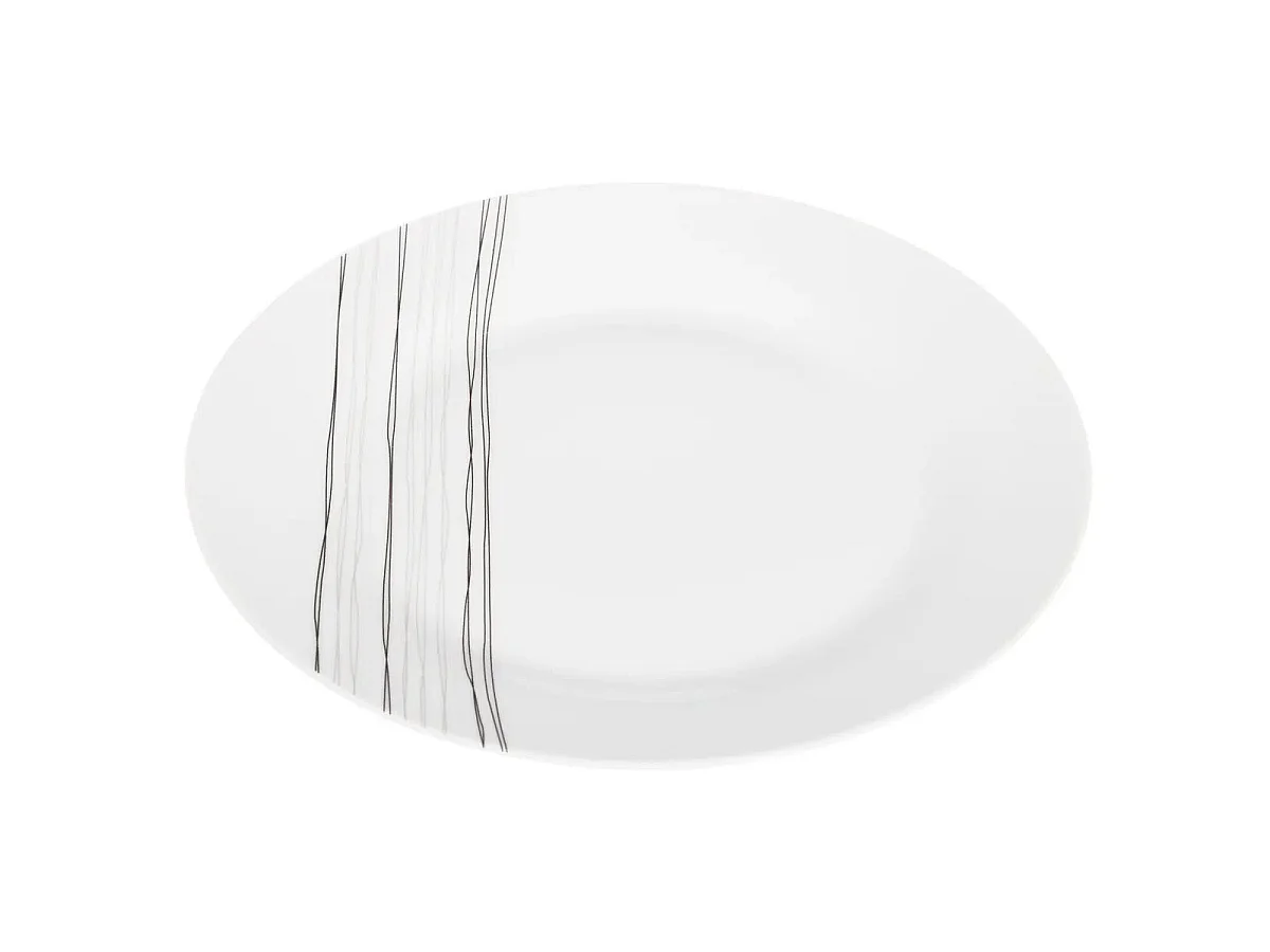 Lot de 6 Assiettes Plates "Lignes" 27cm Blanc