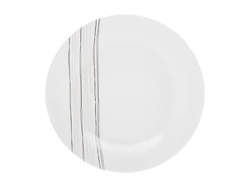 Lot de 6 Assiettes Plates "Lignes" 27cm Blanc