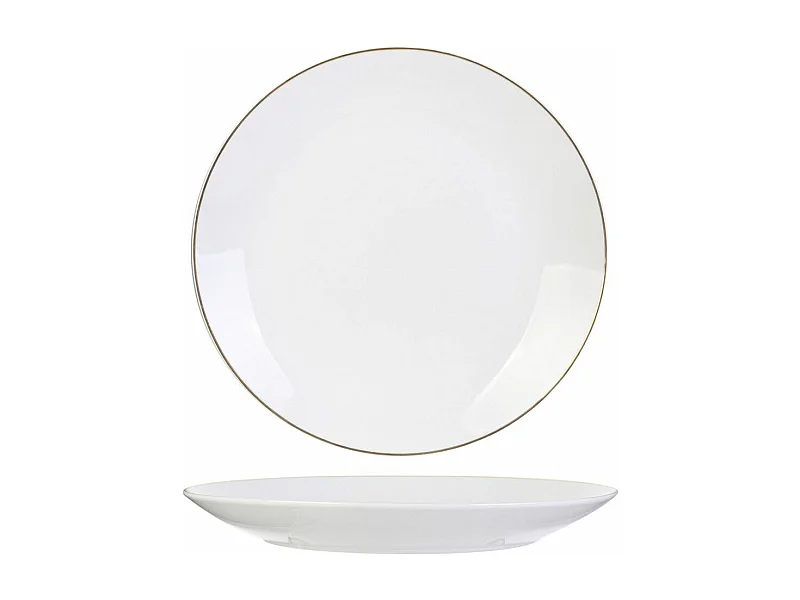 Lot de 6 Assiettes Plates "Liseré" 27cm Blanc