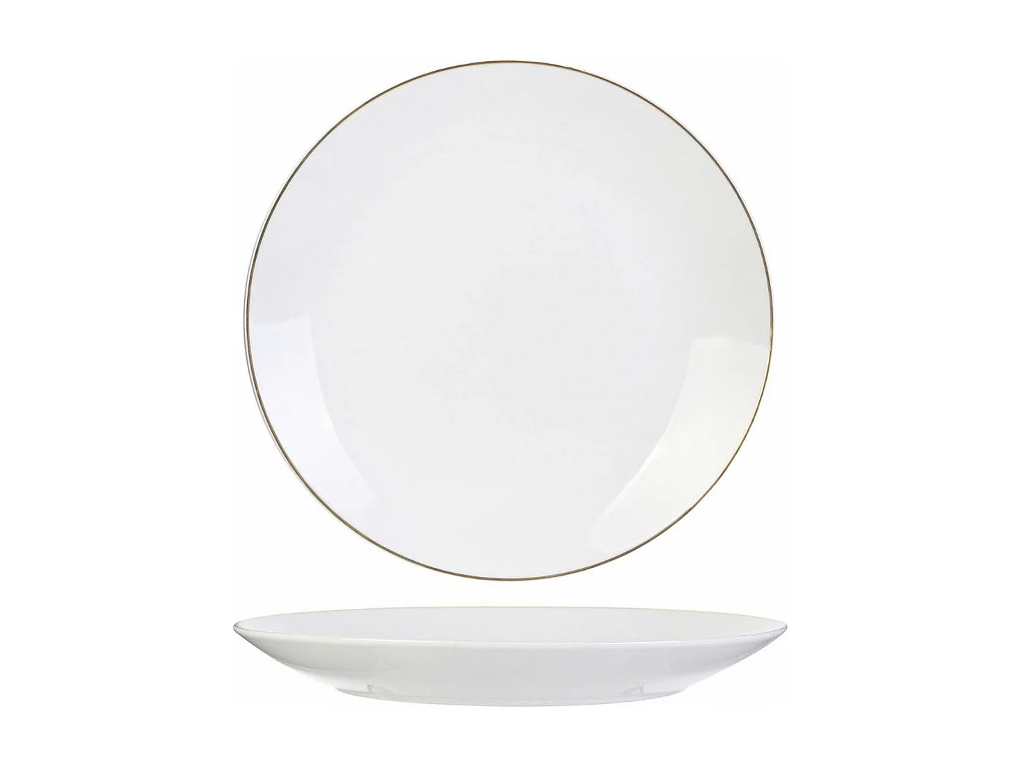 Lot de 6 Assiettes Plates "Liseré" 27cm Blanc